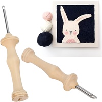 Aiguille de poinçon à manche en bois moderne ensemble d'outils de crochet de tapis stylos de broderie aiguille de poinçon de broderie pour la couture bricolage artisanat