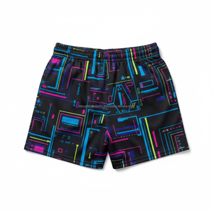 Shorts graphiques pour hommes en gros, impression OEM, motif Cyber vert, 2 shorts décontractés d'été pour le streetwear - Product Image 2