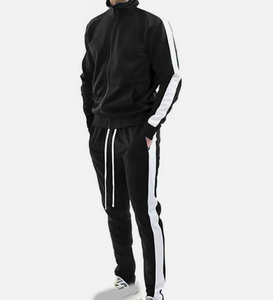 Conjunto de chándal unisex XL personalizado de alta calidad a rayas gris 100% poliéster transpirable de talla grande polar para correr entrenamiento de invierno - Product Image 4