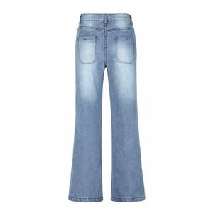 2025 vente chaude femmes bleu Denim jean nouveautés mode Denim Flare pantalon logo personnalisé femmes haute cloche bas jean femmes - Product Image 2