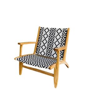 Chaises de restaurant en teck massif avec un design moderne et élégant, et une combinaison de tissu tissé. - Product Image 3
