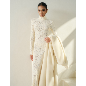 Vestidos Elegantes de Moda de Lujo, Vestido Midi STELLA con Encaje, Cosido a Mano en Toda su Superficie, Ropa de Mujer Elegante de Fabricante Vietnamita - Product Image 1