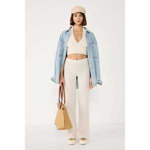 Pantalon évasé à taille haute texturé - Product Image 1