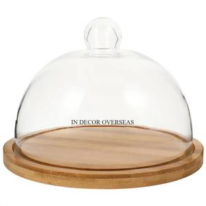 Venta al por mayor a granel de madera de primera calidad y vidrio transparente hecho cubierta para servir alimentos cúpula restaurante y suministro de accesorios para el hogar - Product Image 1