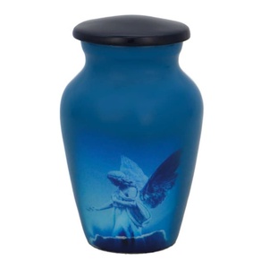 Mini urne bleue Ange de la Protection, breloques d'amour, option de gravure, gravure personnalisée, urnes funéraires en aluminium pour corps humain - Product Image 5