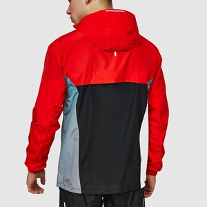 Custom Design Color Block Light <b>Weight</b> 100% Polyester Windbreaker Red Branded Jacket for Men 2024 - Product Image 2
