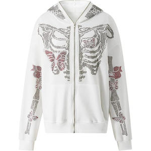 Sudaderas con Capucha de Algodón Suave de Primera Calidad, Color Blanco, con Logotipo Personalizado y Pedrería, para Mujer - Product Image 2