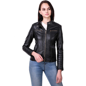 Chaquetas de cuero de piel de oveja transpirables personalizadas de alta calidad para mujer Chaquetas de tamaño de invierno de moda originales Servicio OEM - Product Image 1
