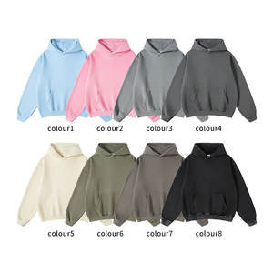 Drop Shoulder Oversized Mens Hoodie 500 GSM Heavyweight 100% Cotton Fleece Plain Baggy Hooded Sweatshirt Casual Blank Sportswear - Product Image 5