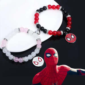 Spider-Man and Spider-Gwen Beaded <b>Bracelets</b> for Children Gold Plated Zinc Alloy Bangles Cartoon Lovers and Number Shape Gift - Product Image 2