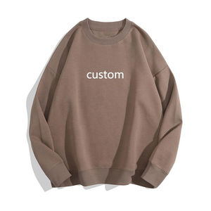 Sudadera de algodón grueso de corte regular con estampado digital personalizado, estilo vintage, cuello redondo, hombros caídos, para invierno - Product Image 1