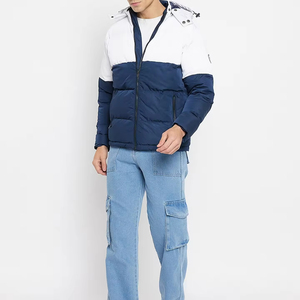 2025 OEM Custom Latest Design Two Tone Men's High Quality Quilted <b>Padded</b> Puffer <b>Jacket</b> Winter Plain Removable <b>Hood</b> Puffer <b>Jacket</b> - Product Image 6