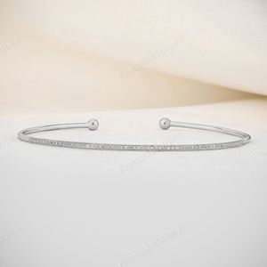 IGI Certified Cut Lab Grown 0.16 CTW Brilliant Cut VS Clarity 10K White <b>Gold</b> Open Cuff Adjustable <b>Bangle</b> Bracelet Women 2025 - Product Image 3