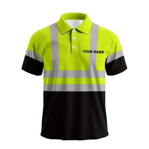 Polo de travail haute visibilité en polyester avec logo personnalisé, vêtements de sécurité réfléchissants, chemise de travail haute visibilité - Product Image 5