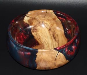 Minimalist <b>Wooden</b> <b>Resin</b> Bowl Handcrafted Modern Rustic <b>Table</b> Centerpiece Decorative Elegant Home Kitchen Display - Product Image 1