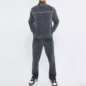 100% algodón hombres terciopelo chándal venta al por mayor personalizar transpirable hombres Casual alta calidad conjuntos entrenamiento jogging chándal para hombres - Product Image 4