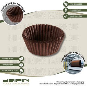 Fabriqué en Italie, écologique, recyclable, personnalisable, doublures pour cupcakes en papier ondulé brun à double paroi, résistantes à la graisse, jetables, pour la cuisson - Product Image 4