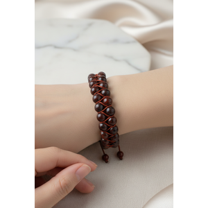 Pulsera de Piedra Natural de Jaspe Dragón de 8mm con Doble Hilera de Macramé - Product Image 3