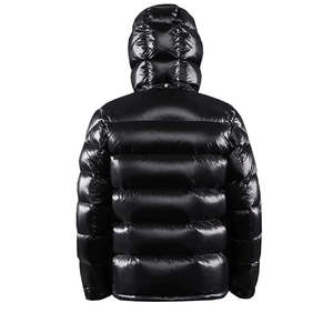 Wholesale Waterproof Nylon Black Bubble <b>Jacket</b> <b>Padded</b> Down Puffer <b>Jacket</b> With <b>Hood</b> High Quality Custom Logo Shiny Winter Men - Product Image 2