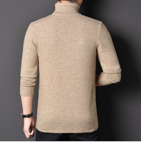 Otoño niño cuello alto manga larga cuerpo ajuste sólido hombre suéteres - Product Image 6