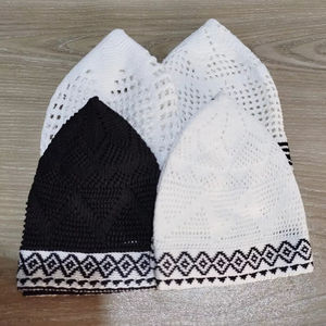 Gorro Kufi Árabe de Algodón 100% Negro y Blanco, con Malla Ajustable, Bordado con Logotipo Personalizado, de Alta Calidad, Precio Bajo al por Mayor - Product Image 6