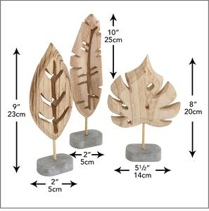 Escultura de hoja de madera de mango macizo tallada a mano con base, novedad de 2025 - Product Image 4