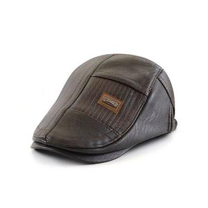 Automne hiver béret britannique pour hommes qualité supérieure en cuir véritable Cabbie chapeaux boucle réglable mode bureau bonnets décontracté - Product Image 5