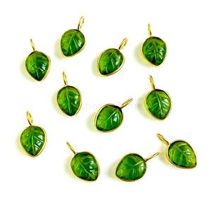 Top Quality <b>Peridot</b> Leaf Shape Carved Gemstone Beads Custom 925 Sterling Silver Jewelry Wholesale Charms For <b>Necklace</b> Making - Product Image 1