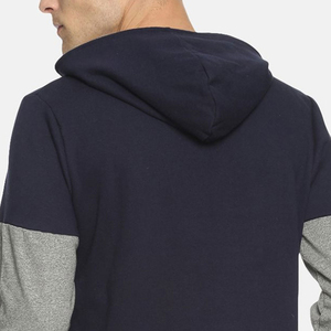Sweat à capuche sportif et décontracté en coton mélangé Basics Sweat à capuche unisexe bicolore à couleur bloquée - Product Image 4
