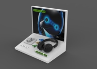 Présentoir de casque interactif avec fonction de charge de base en acrylique et câble de sécurité pour magasin de détail électronique