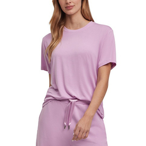 ชุดเสื้อผ้าฝ้าย2ชิ้นสำหรับผู้หญิงเสื้อยืด100% และชุดกางเกงขาสั้นผ้าคอตตอนสีทึบพิมพ์โลโก้ได้ตามต้องการ - Product Image 3