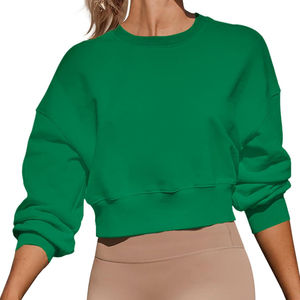 Sudadera con capucha extragrande de peso pesado para mujer, ropa informal de algodón 100%, Sudadera con capucha de invierno con estampado recortado y hombros caídos para mujer - Product Image 5