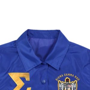 Sigma แกมมา Rho sgrho โค้ชแจ็คเก็ต100ฟ้ารอยัลปักโพลีเอสเตอร์ตัวอักษรกรีกกันน้ำสำหรับชีวิตชาวกรีก - Product Image 4
