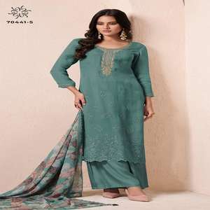 Salwar Kameez ethniques indiens et pakistanais de qualité supérieure en organza lourd avec dupatta et broderies, vente en gros directement de l'usine - Product Image 1