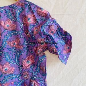 Hermoso Vestido Estampado Floral en Bloques de Algodón, Vestido para Uso Casual, Vestido Estampado a Mano - Product Image 3