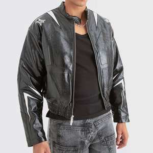 Veste en cuir de motard pour hommes à multi-poches latérales à prix réduit nouveauté matériau durable vêtements de plein air veste en cuir pour hommes - Product Image 3