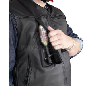 Gilet en cuir personnalisé pour hommes Gilet en cuir pour motards durable avec logo OEM disponible en vente en gros - Product Image 3