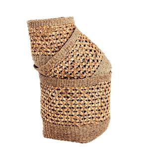 Ensemble de 3 paniers ronds en jonc de mer et en jacinthe d'eau naturels, panier de rangement fait à la main, vente en gros, écologique, fabriqué au Vietnam - Product Image 5
