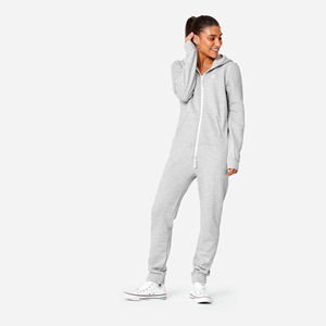 80% Cotton 20% Polyester Brushed Back Cotton On The Inside Two Way Quality Zipper Light Grey Melange Unisex Original Onesie - Product Image 3