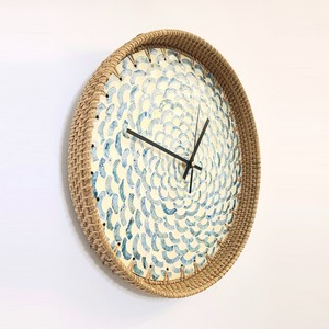 Decorative Custom Pattern <b>Wall</b> <b>Clock</b> Hanging Natural Rattan <b>Clocks</b> for Living Room <b>Bedroom</b> Decoration - Product Image 6