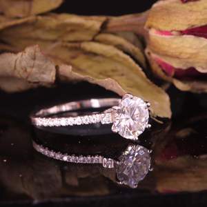 แหวนหมั้นหินทรงกลมรัศมีที่ซ่อนอยู่ - Product Image 3