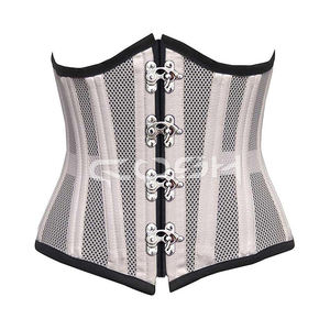 Corset amincissant sexy en maille blanche sous-poitrine avec fermeture à fermoir antique - Product Image 5