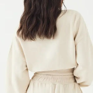 Sweat-shirt pour femme à col montant, design durable pour les acheteurs en gros avec logo personnalisé, fermeture éclair intégrale avec design uni, décontracté - Product Image 5