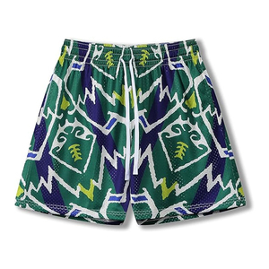 Pantalones cortos de malla de sublimación con estampado completo de diseñador personalizado 2025, pantalones cortos de malla de sublimación con bolsillo en La cintura elástica transpirable para hombres - Product Image 1
