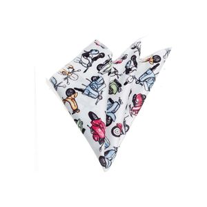 Pocket Square for Men with Colorful Vespa Engine Print on White Adult - Product Image 1