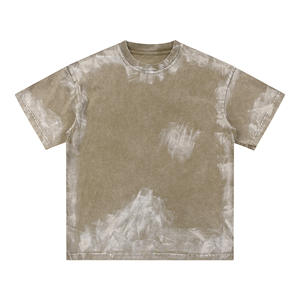 T-shirt à col rond personnalisable pour hommes en coton délavé à l'acide surdimensionné imprimé vintage blanchi t-shirts Boxy en détresse vente en gros - Product Image 2