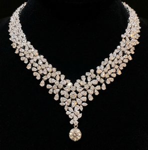 สร้อยคอแต่งงานคลาสสิกทองคำขาว 18K ประดับเพชรทรงมาร์คีส์เพาะเลี้ยงในห้องปฏิบัติการ รับรองโดย IGI ของขวัญสำหรับเธอ - Product Image 1