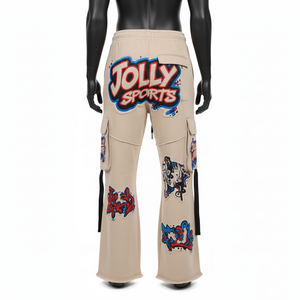 Pantalones de Hombre con Corte de Campana, Algodón Grueso Premium, Felpa de 320 GSM, Tela Suave Cepillada, Diseño de Panel Cargo, Logotipo Personalizado - Product Image 2