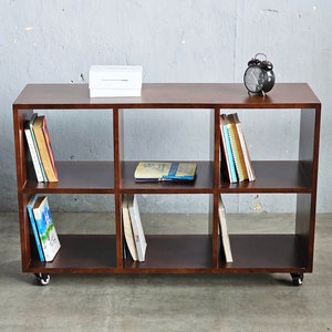 Étagère décorative mobile portable à 6 compartiments KS68211, 100x30x65cm, style minimaliste, en bois de caoutchouc - Product Image 3