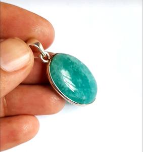 High Quality 10x14mm Amazonite Oval Shape Bezel Setting Pendant <b>Jewelry</b> 925 Sterling Silver <b>Jewelry</b> for Valentine's Day Gift - Product Image 1